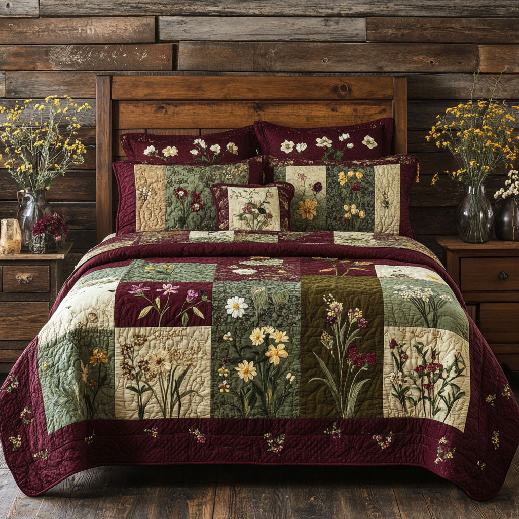 Vildblomst Drømme 3-delt Quilted Sengetøj Sæt