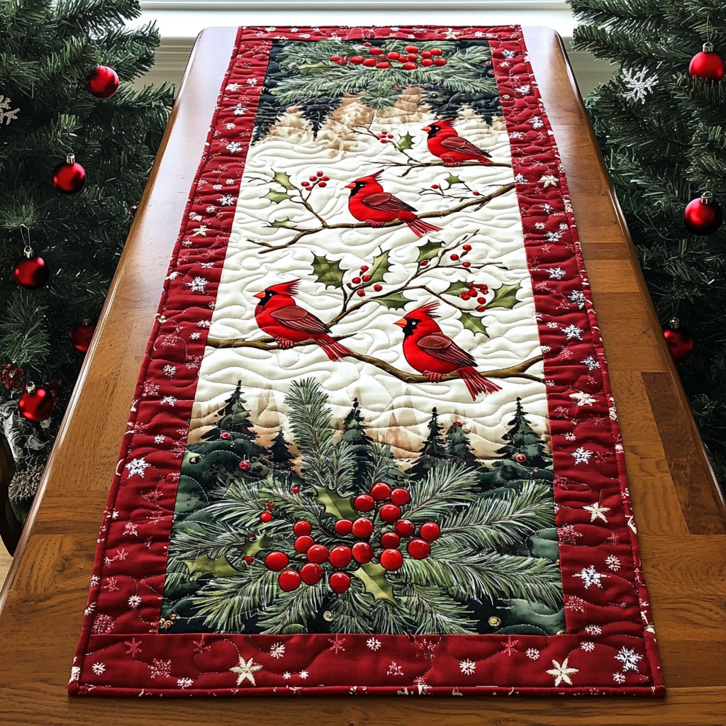 Vinter Cardinal Delight Quilted Table Runner