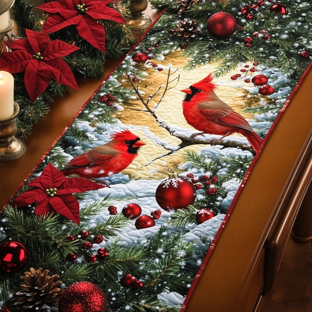Vinter Cardinal Quiltet Bordløber