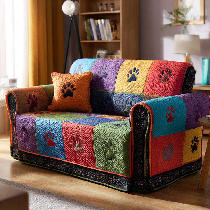 Pet Paw Quilted Sofa Cover