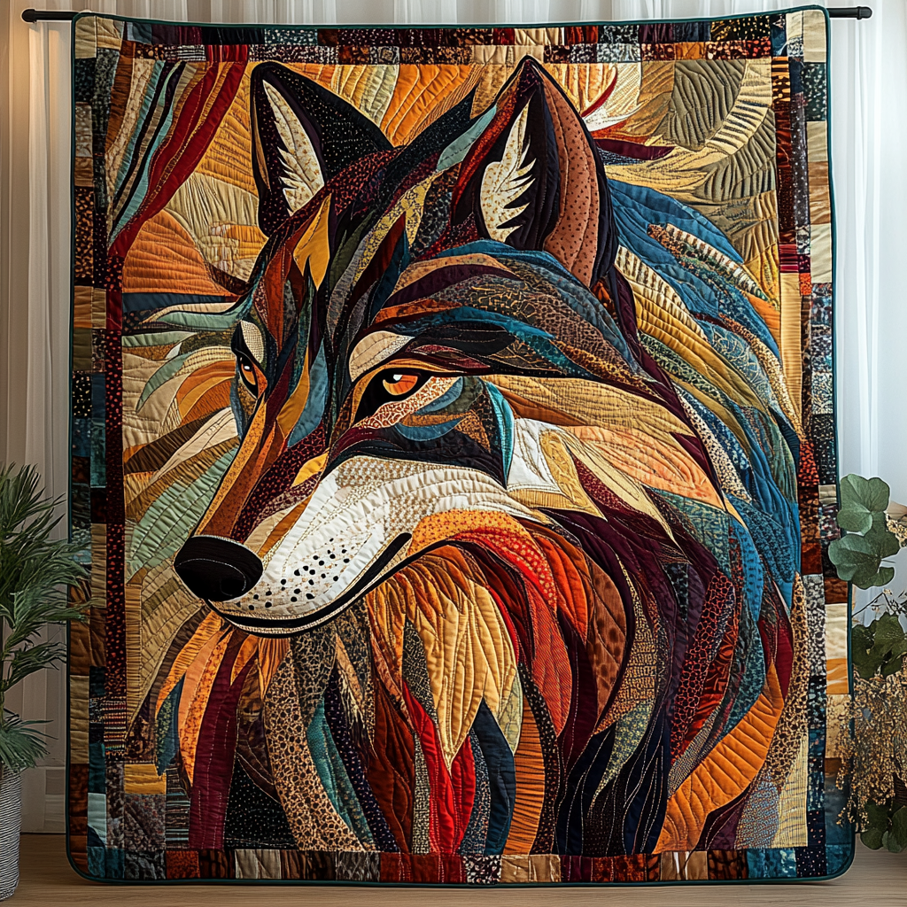 Wolf Native Quilted Blanket