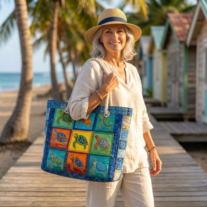 Strandtaske - Farverige Skildpadder