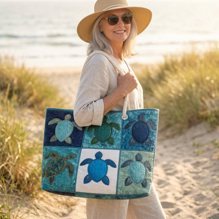 Strandtaske - Blå Havskildpadder