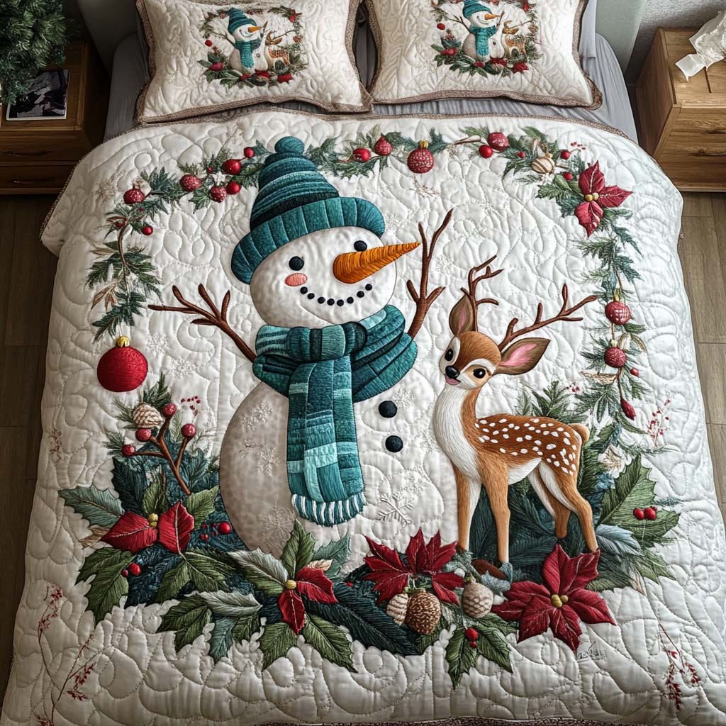 Woodland Frost 3-delt quiltet sengetøjssæt