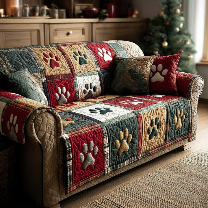 Pet Paw Quilted Sofa Cover