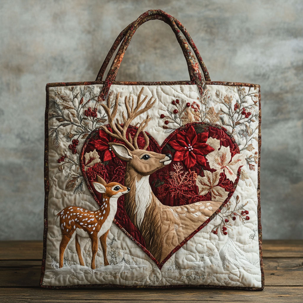 Deer Harmony Quilted Tote Bag