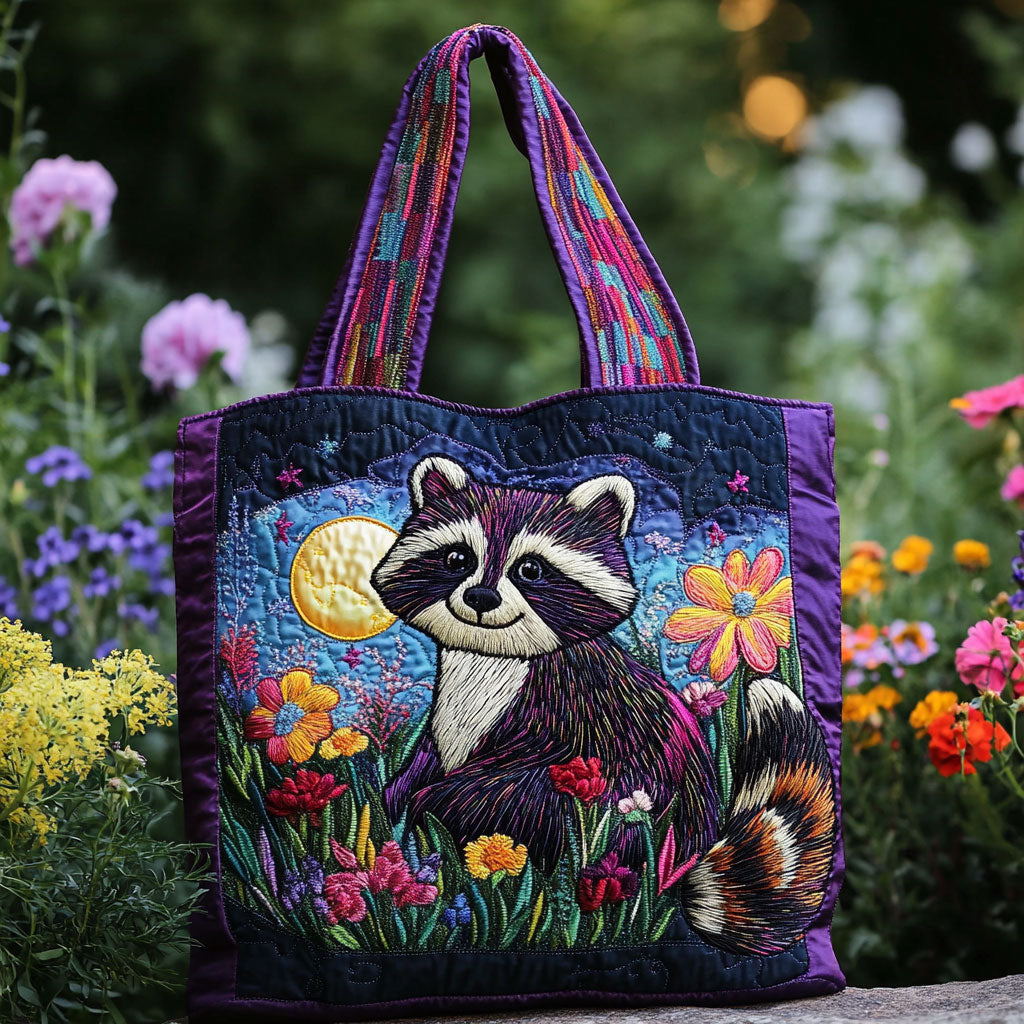 Blomsternat Vaskebjørn Quilted Tote Bag