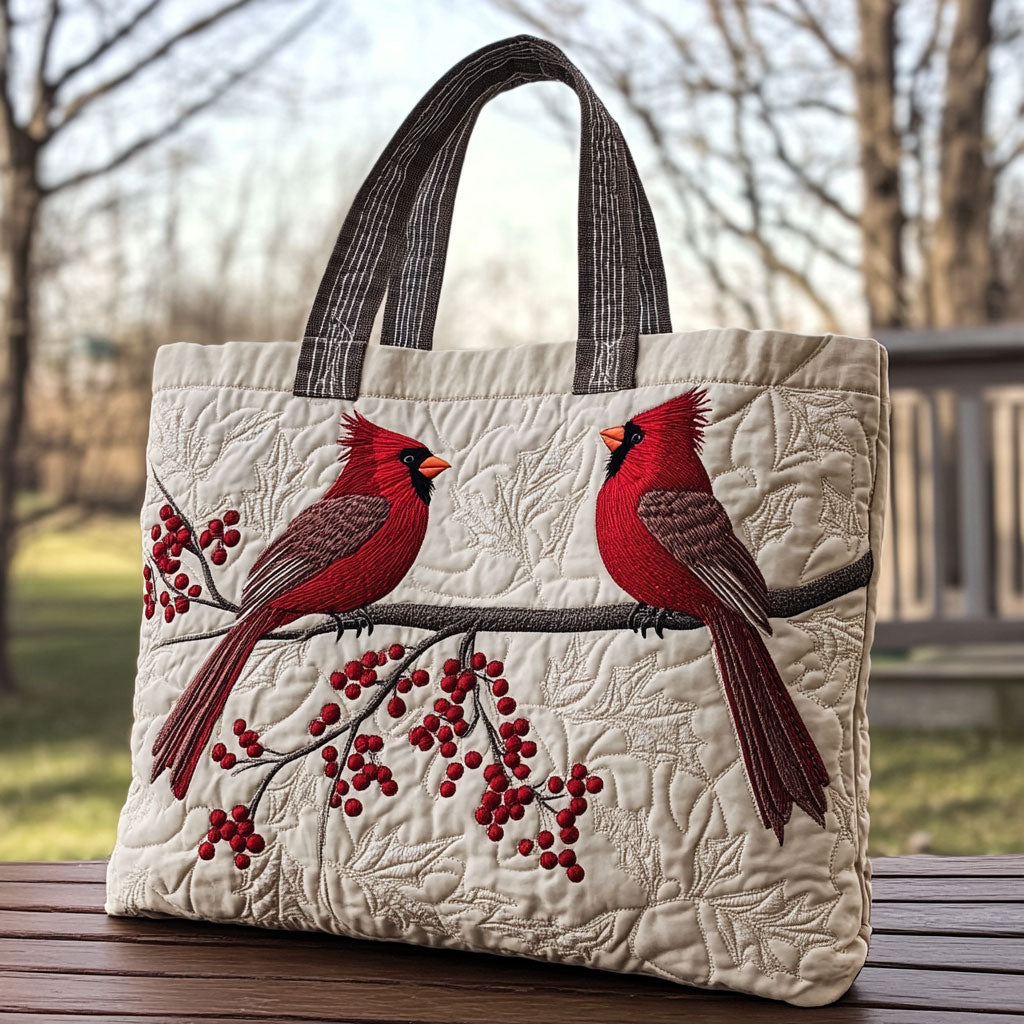 Crimson Pair Quiltet Tote Bag
