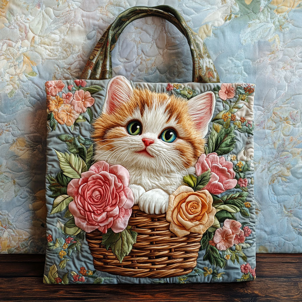 Kitty Bloom Quiltet Tote Bag