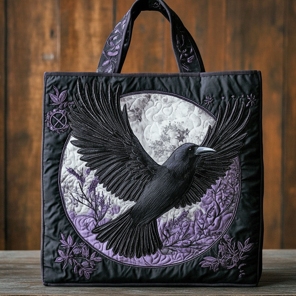 Moonbound Raven Quilted Tote Bag