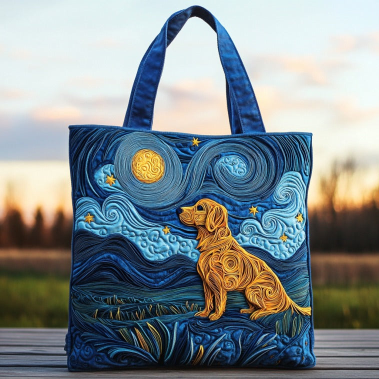 Golden Night Quilted Tote Bag