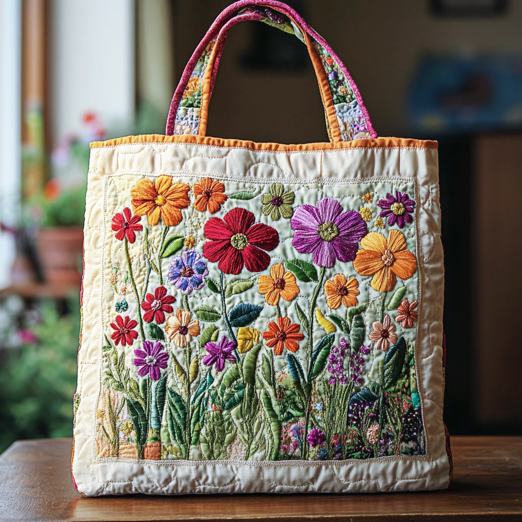 Blomstrende Have Quilted Tote Bag