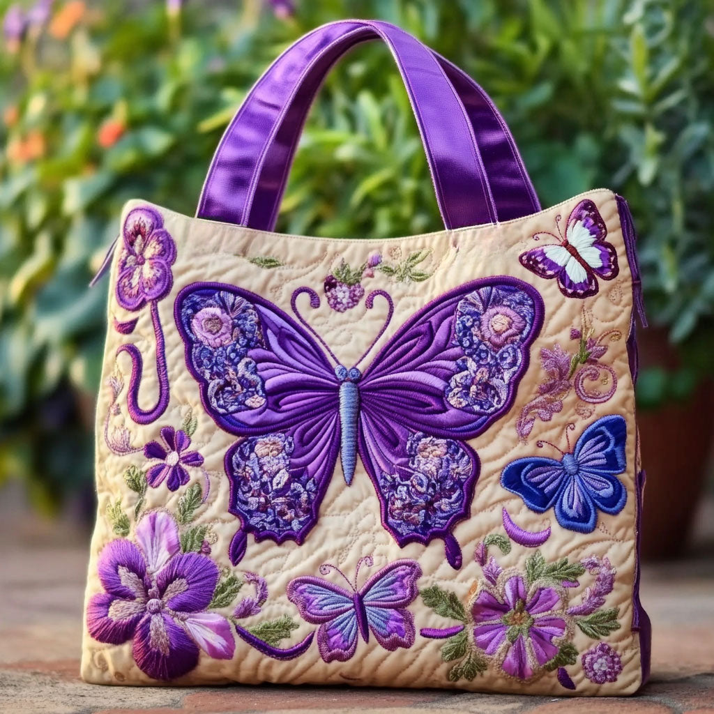 Butterfly Bloom Quiltet Tote Bag