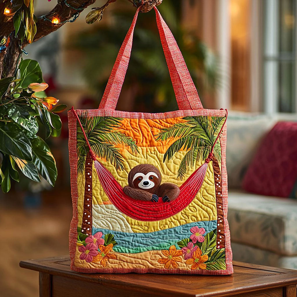Tropisk Sommer Sloth Quilted Tote Bag