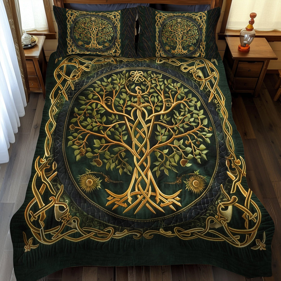 Celtic Heritage Tree of Life 3-delt quiltet sengetøjssæt