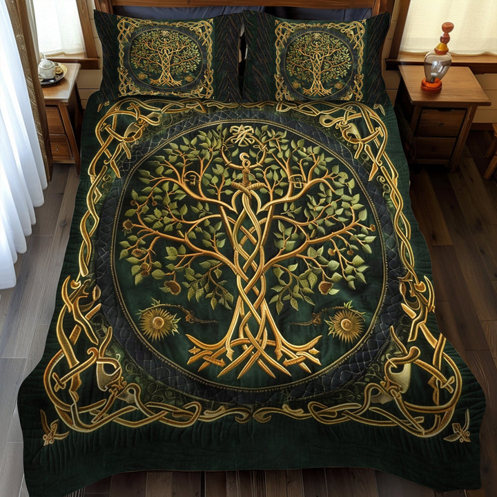 Celtic Heritage Tree of Life 3-delt quiltet sengetøjssæt