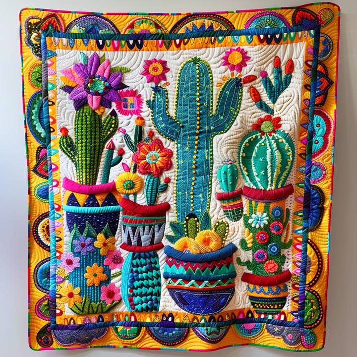 Saguaro Splendor Kaktus Quiltet Tæppe