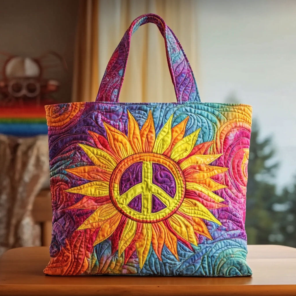 Solbeskinnet Solsikke Quiltet Tote Taske