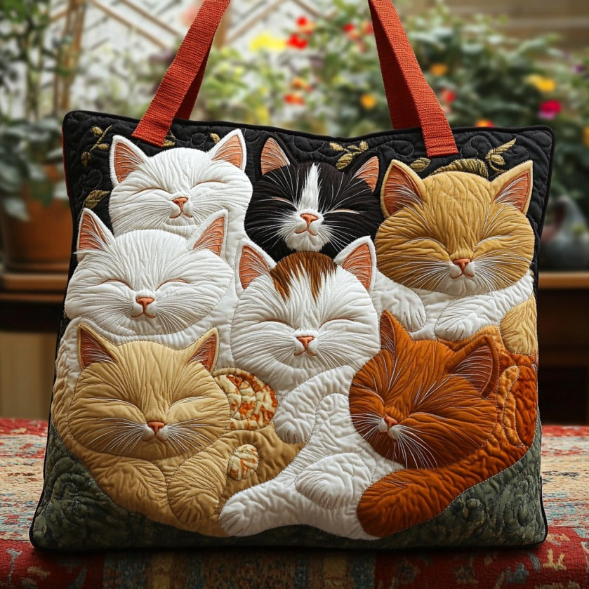 Sovende Katt Quiltet Tote Bag