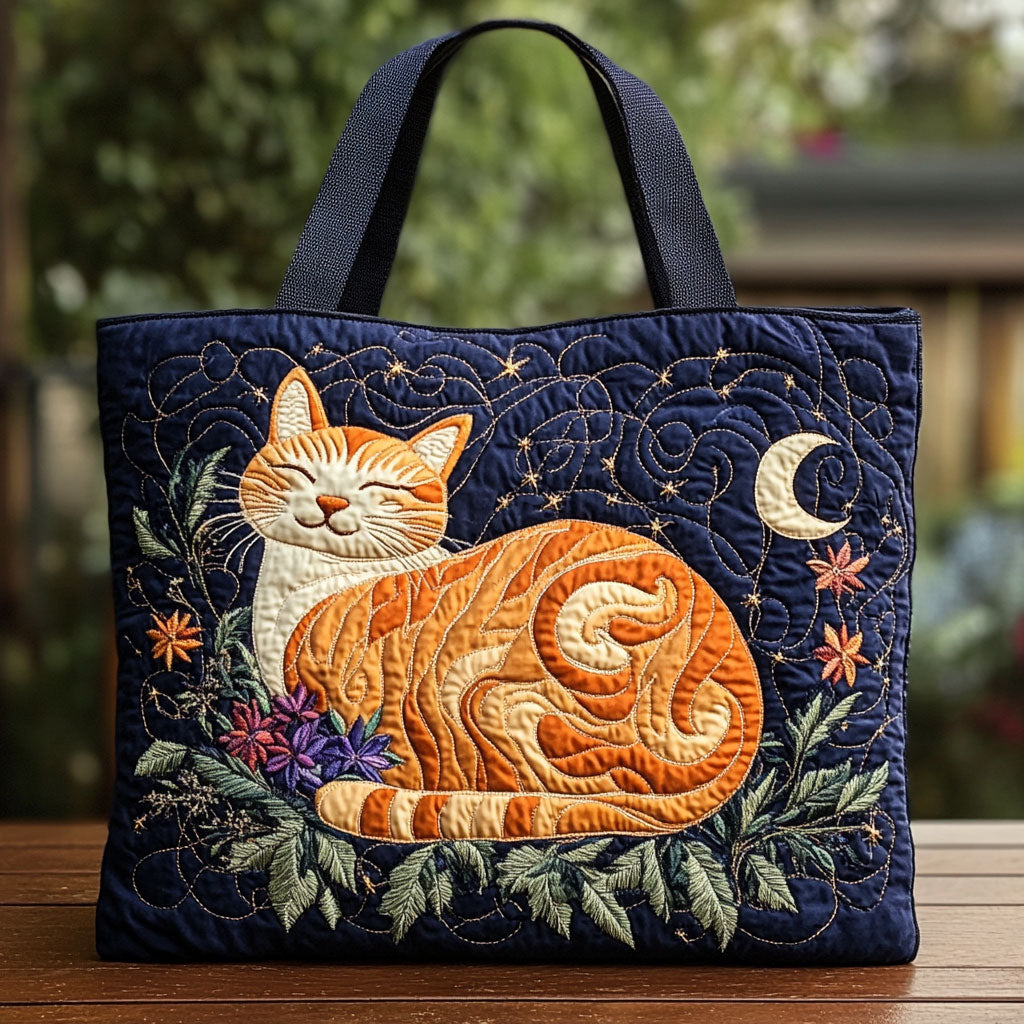 Måneskinn Orange Quiltet Tote Bag