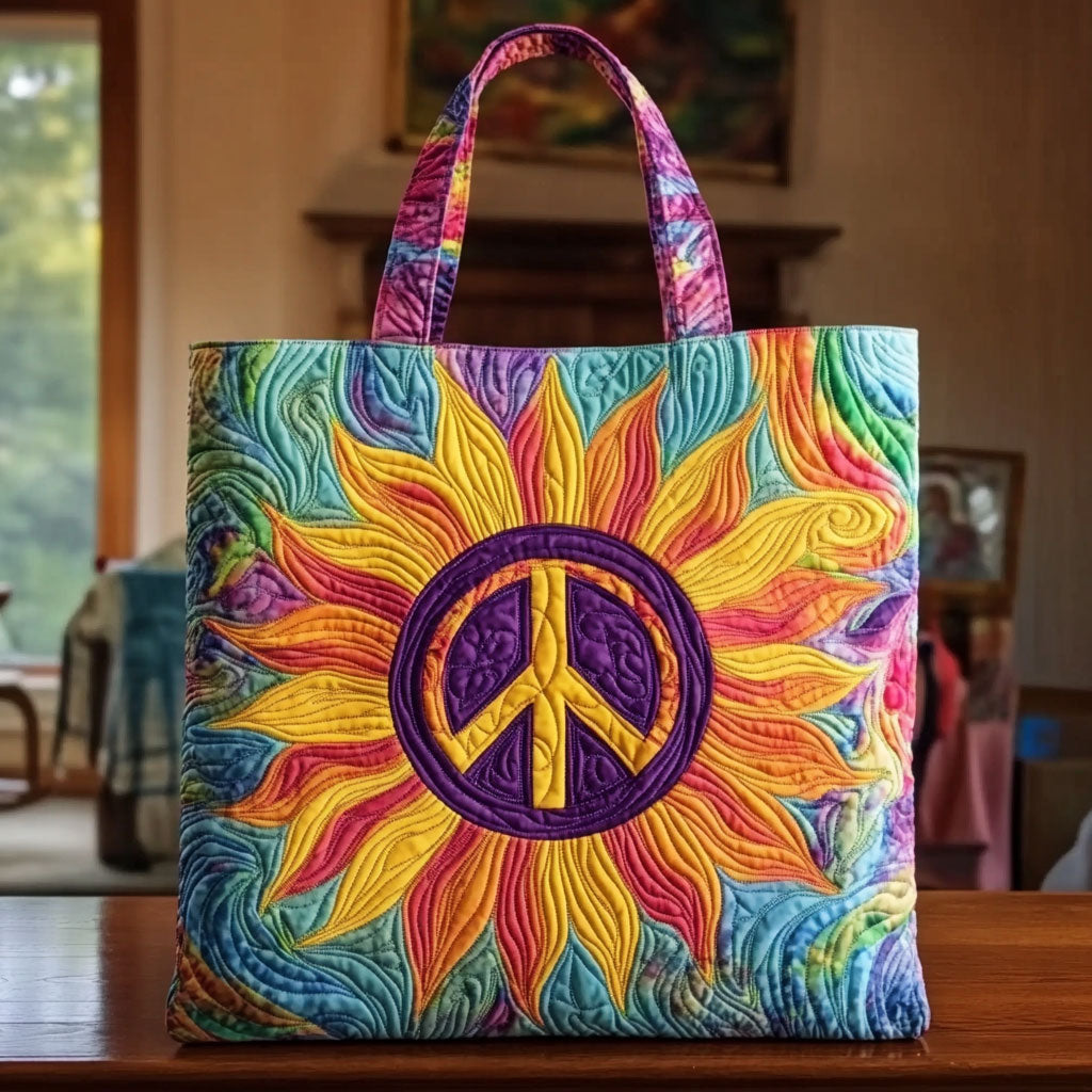 Strålende Fred Solsikke Quiltet Tote Bag