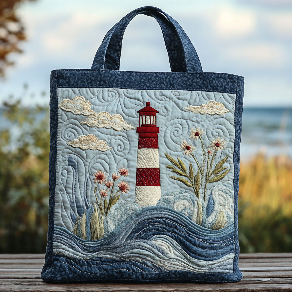 Lighthouse Serenity Quiltet Tote Bag