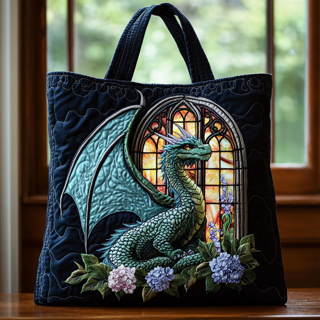 Fortryllet Drage Quiltet Tote Bag