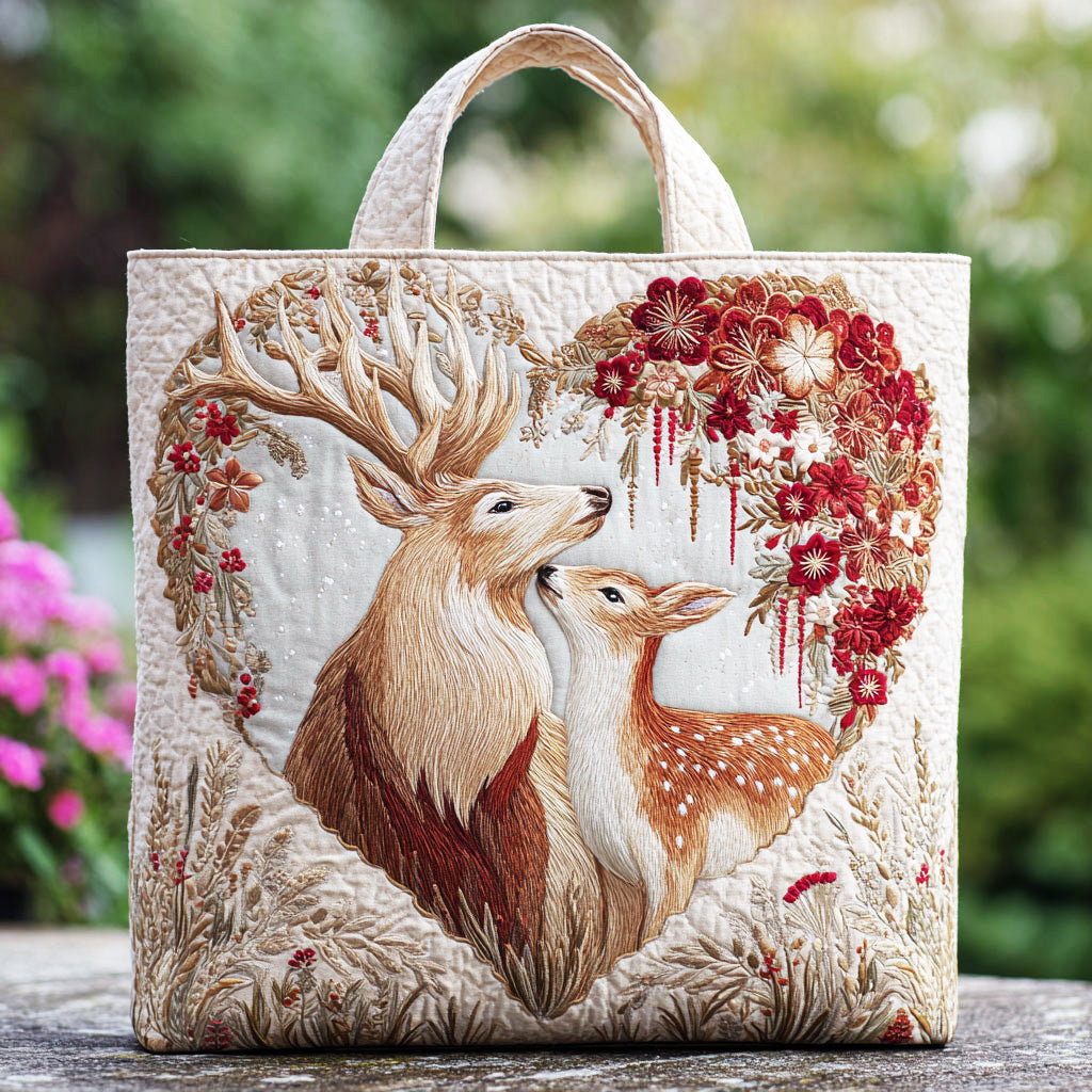 Deer Love Quiltet Tote Bag