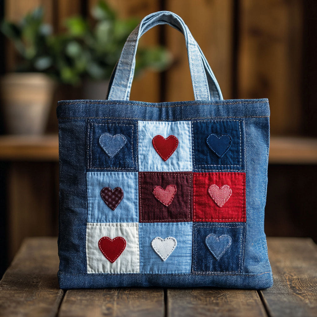 Hyggelig Hjerte Quiltet Tote Bag