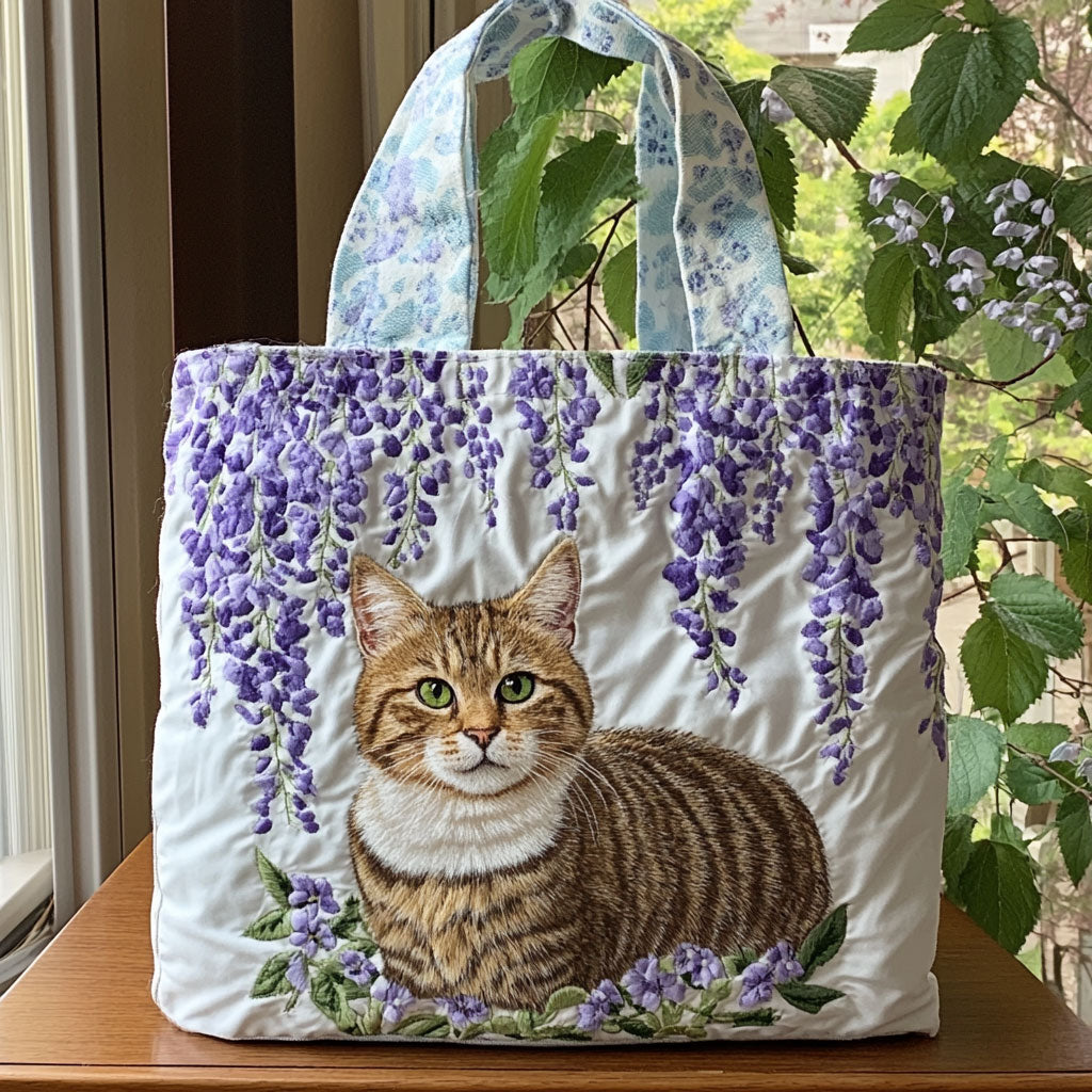 Lavendel Whiskers Quiltet Tote Bag