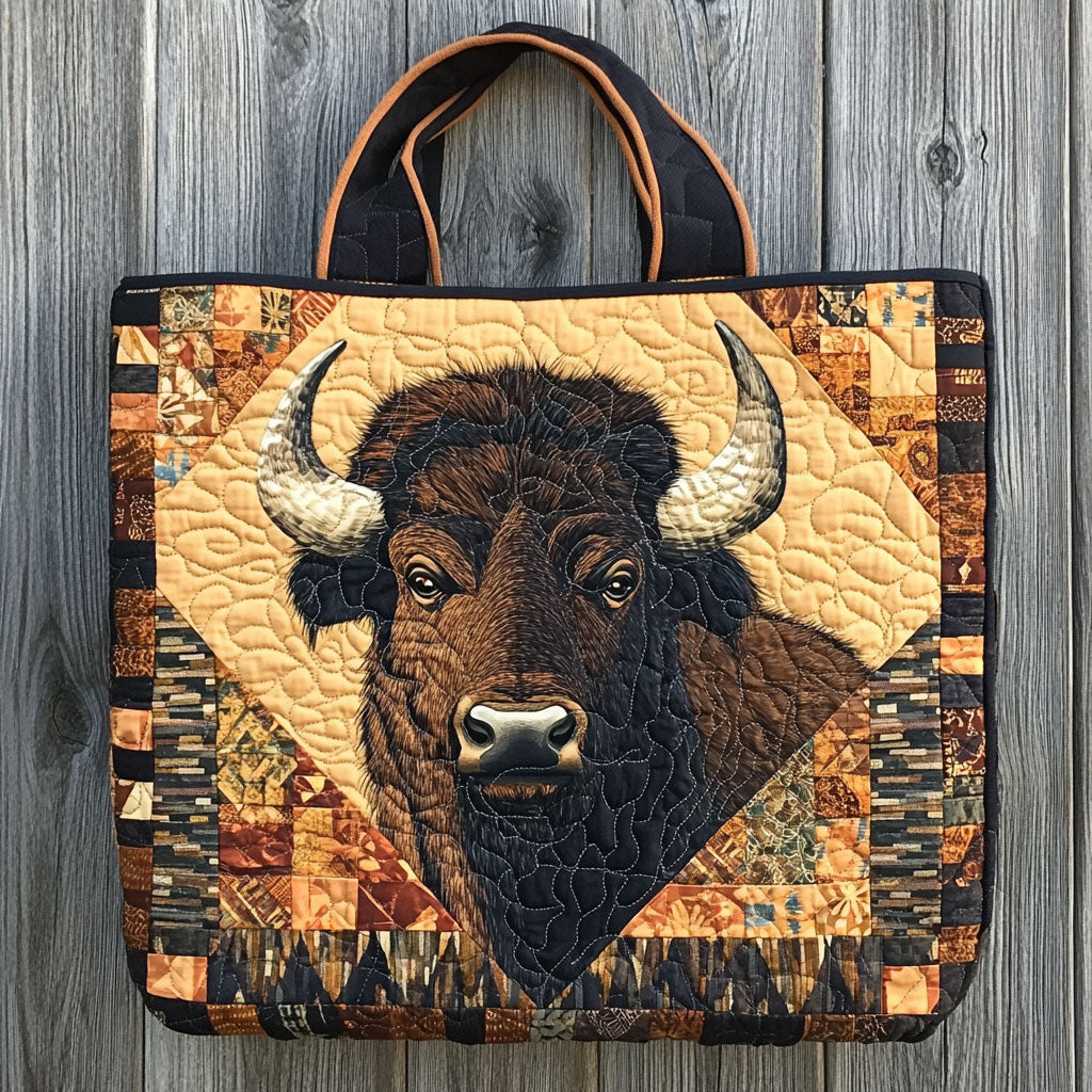 Earthbound Bison Quiltet Tote Bag