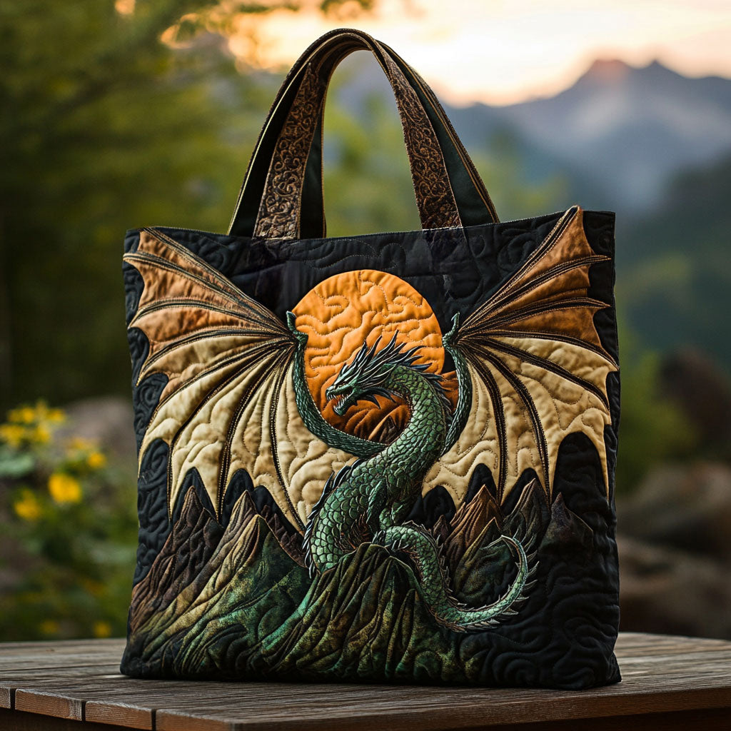 Eternal Flame Dragon Quilted Tote Bag
