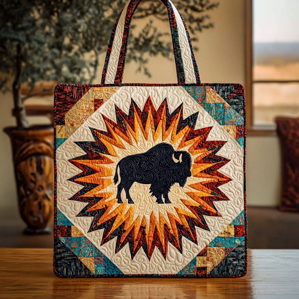 Geometrisk Bison Quiltet Tote Bag