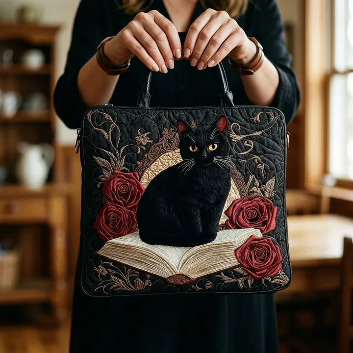 Quilted Tote Bag - Sort Kat på Bøger