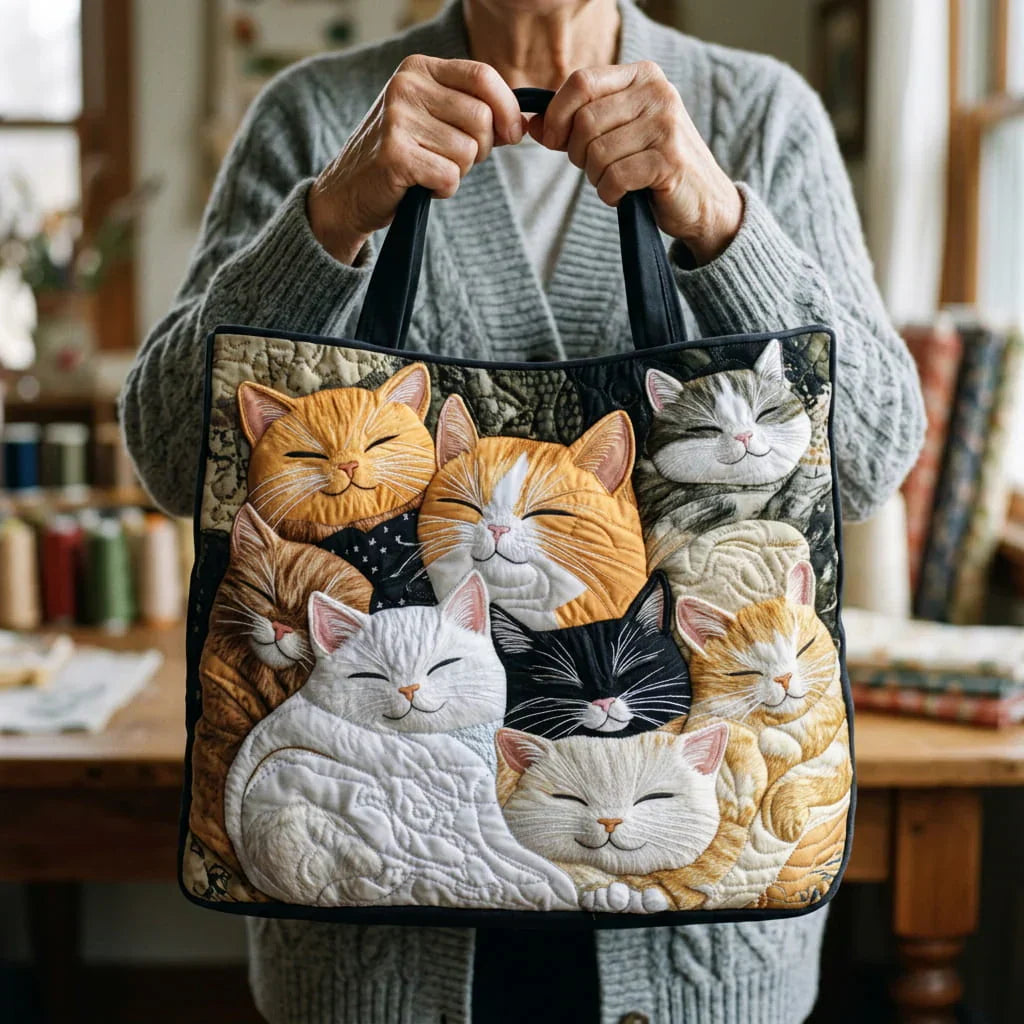 Quilted Tote Bag - Sovende Kattunger
