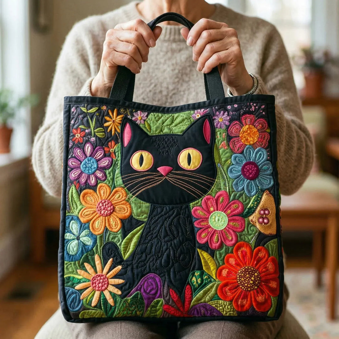Quilted Tote Bag - Fortryllet Sort Kat
