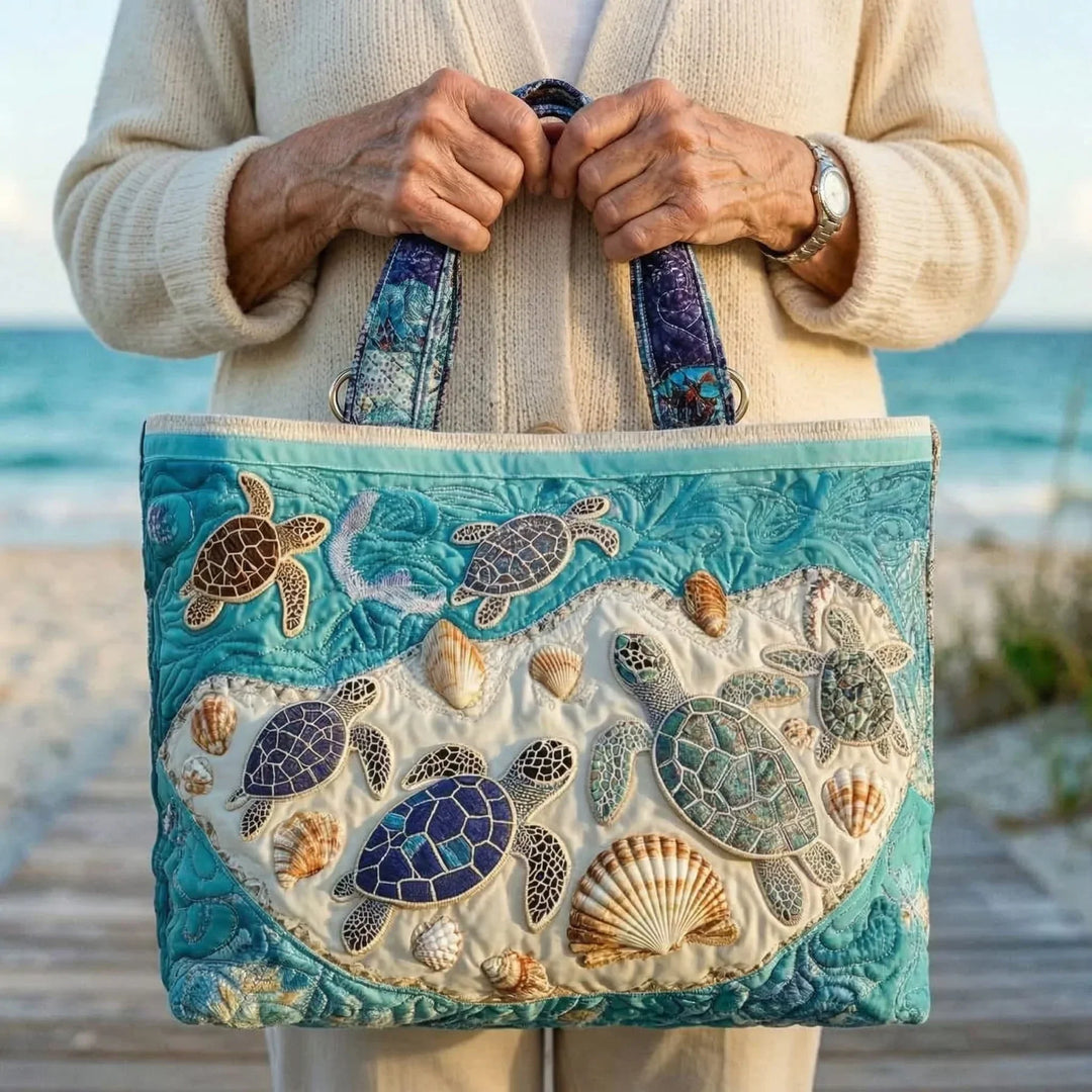 Quiltet Tote Bag - Skildpadde Kærlighed