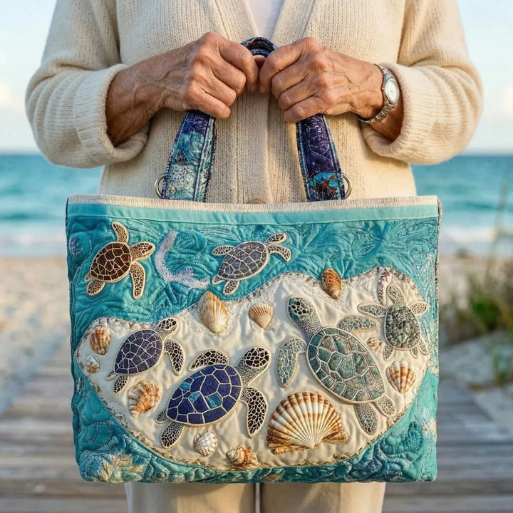 Quiltet Tote Bag - Skildpadde Kærlighed