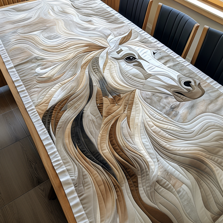 Vibrant White Horse Quiltet Bordløber