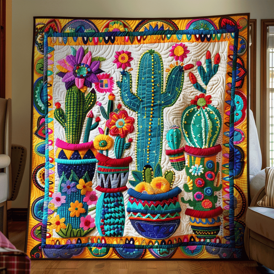 Saguaro Splendor Kaktus Quiltet Tæppe